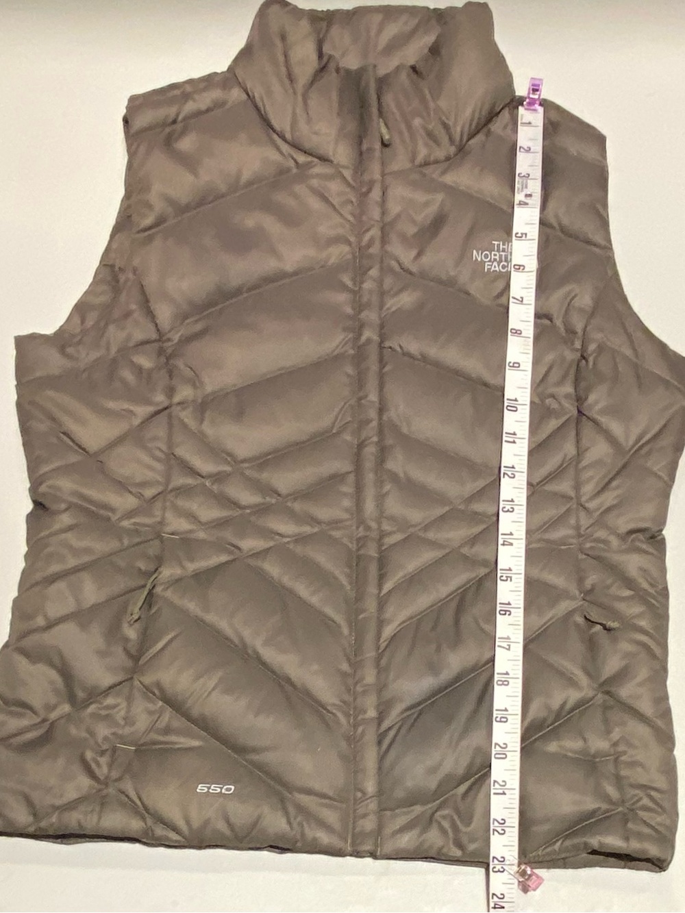 The North Face Olive Green Aconcagua 550 Quilted Down Puffer Vest, size S - Picture 6 of 7